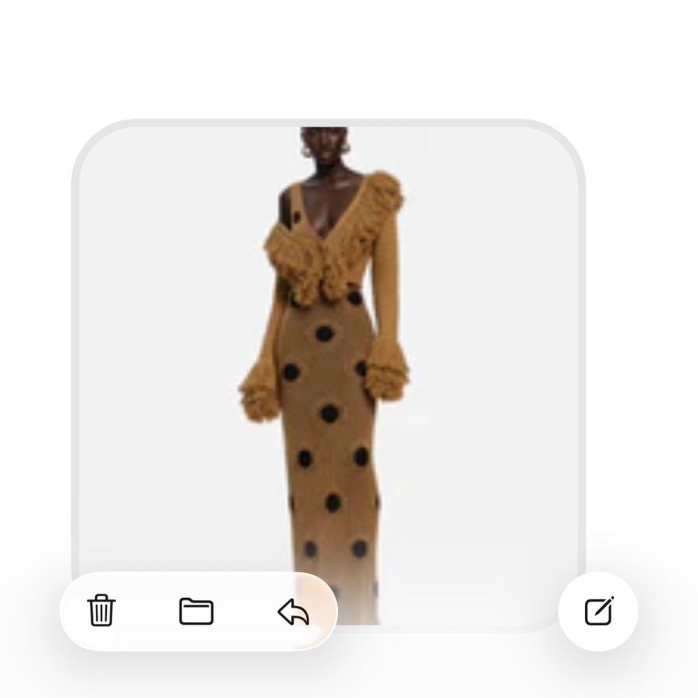 Hanifa Tan and Black Polka Dot Dress with Cropped Cardigan